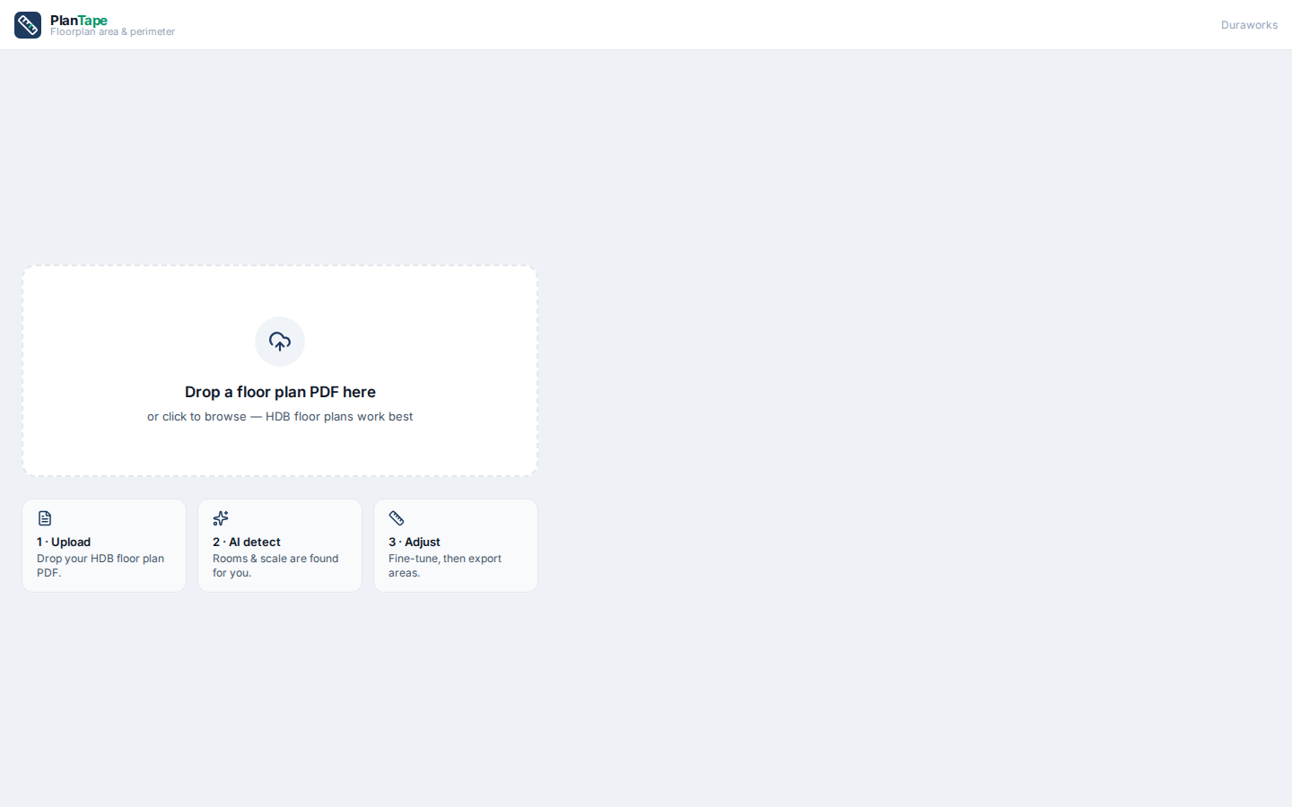 The PlanTape upload screen