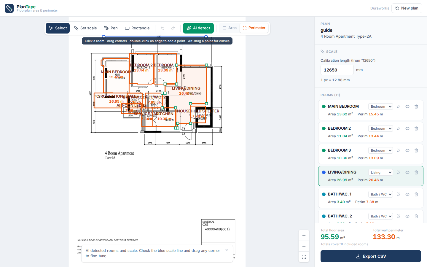 Perimeter mode with orange outlines